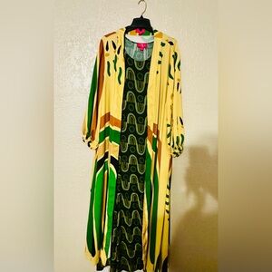 Sassy Jones Multicolor Patterned Women's Dress and Long Kimono